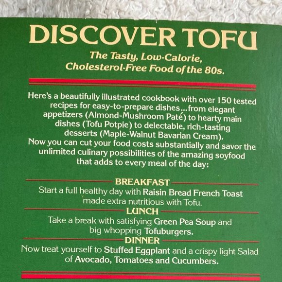 TOFU COOKBOOK  1981  Nutritious Low Calorie Vegan Recipes Appetizers to Dessert - Picture 2 of 16